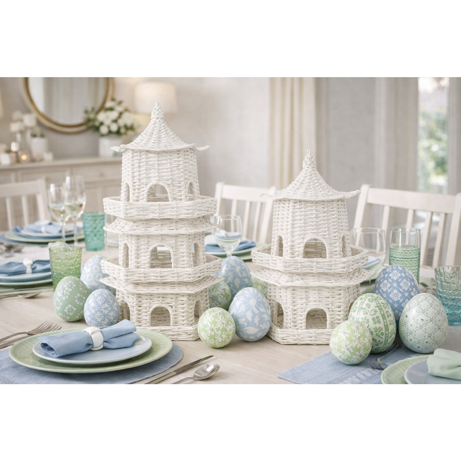 White Grand Wicker Pagoda (2 Sizes)