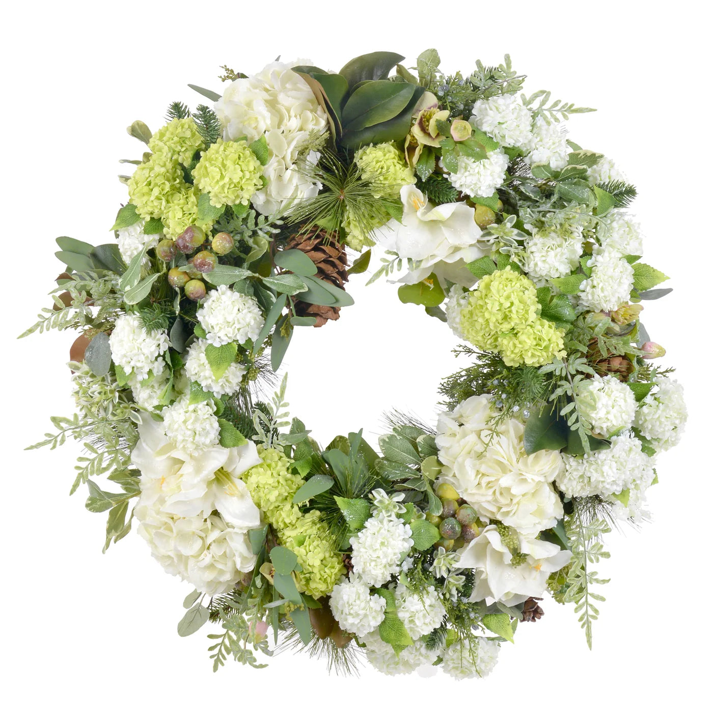 AMARYLLIS SNOWBALL WREATH 30''