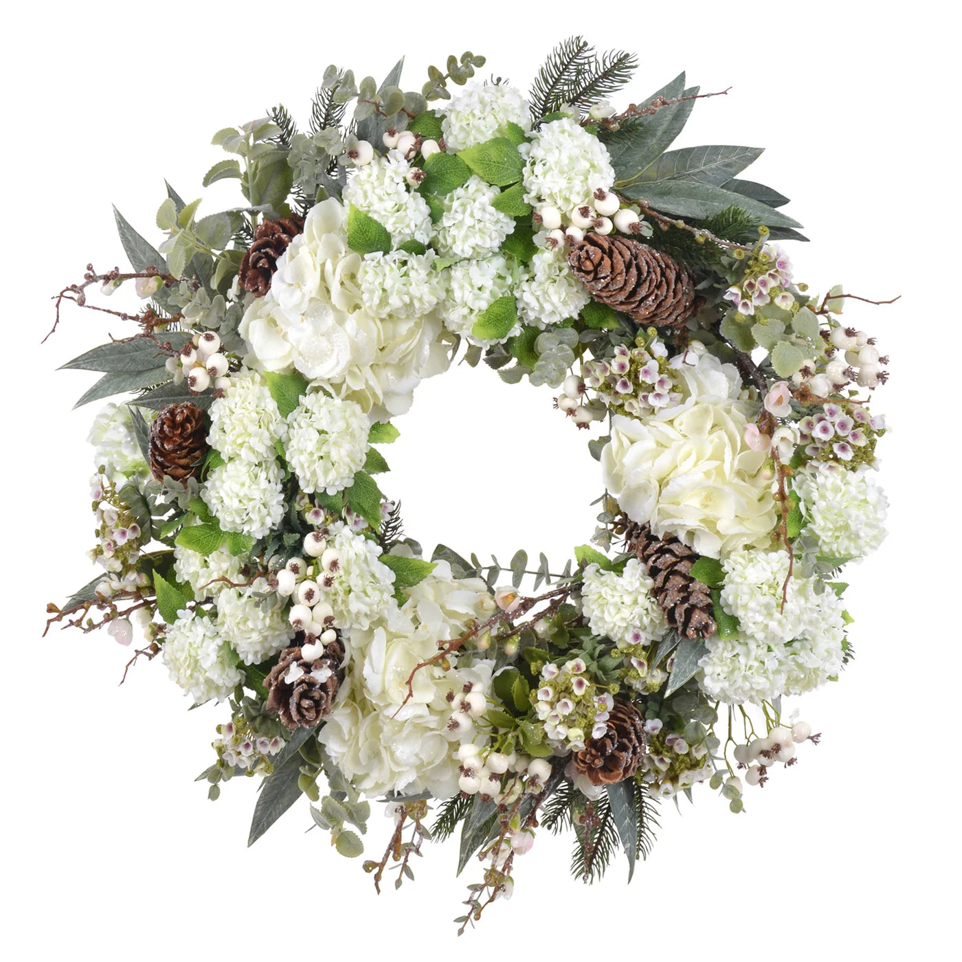 HYDRANGEA SNOWBALL WREATH 26''