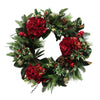 Red Hydrangea Holiday Wreath