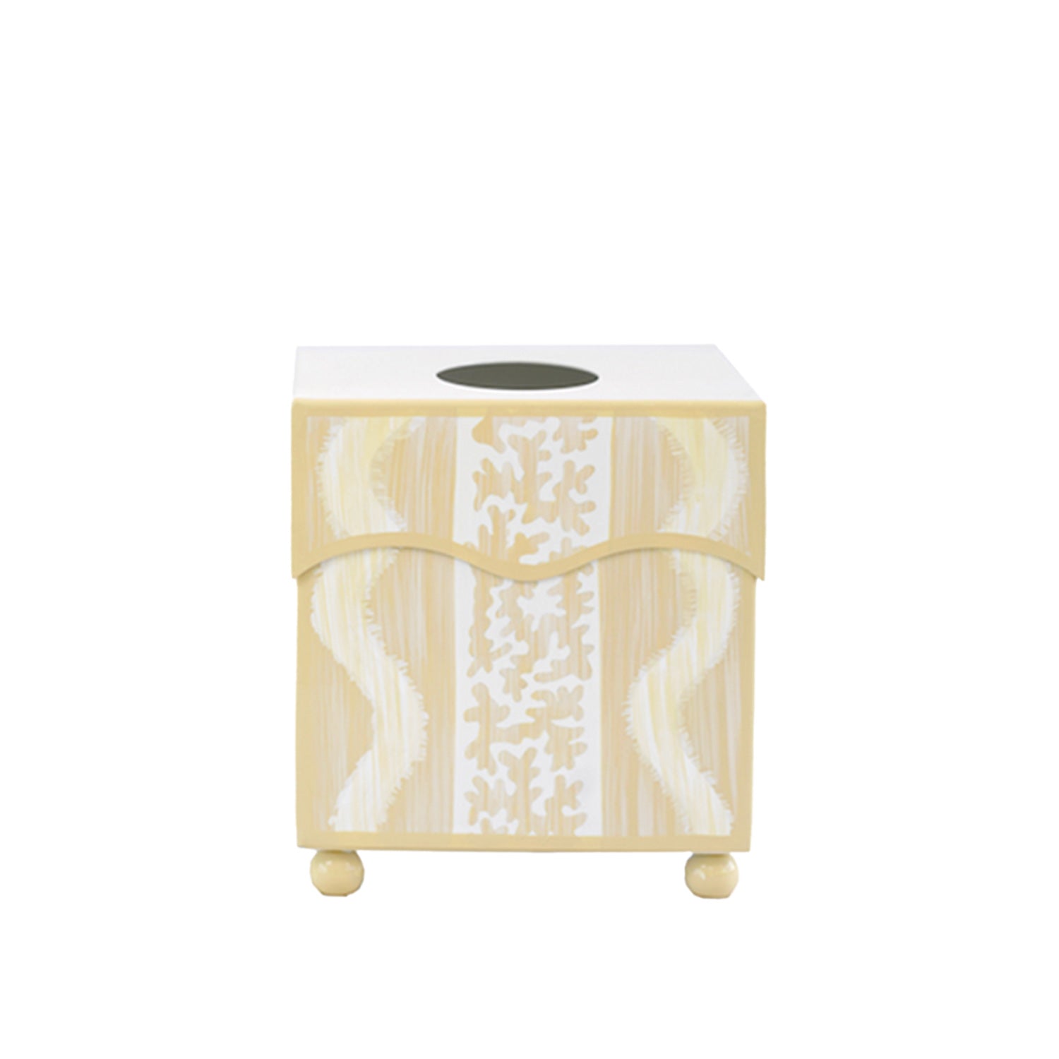 Yellow Ikat Wastepaper Basket & Tissue Holder