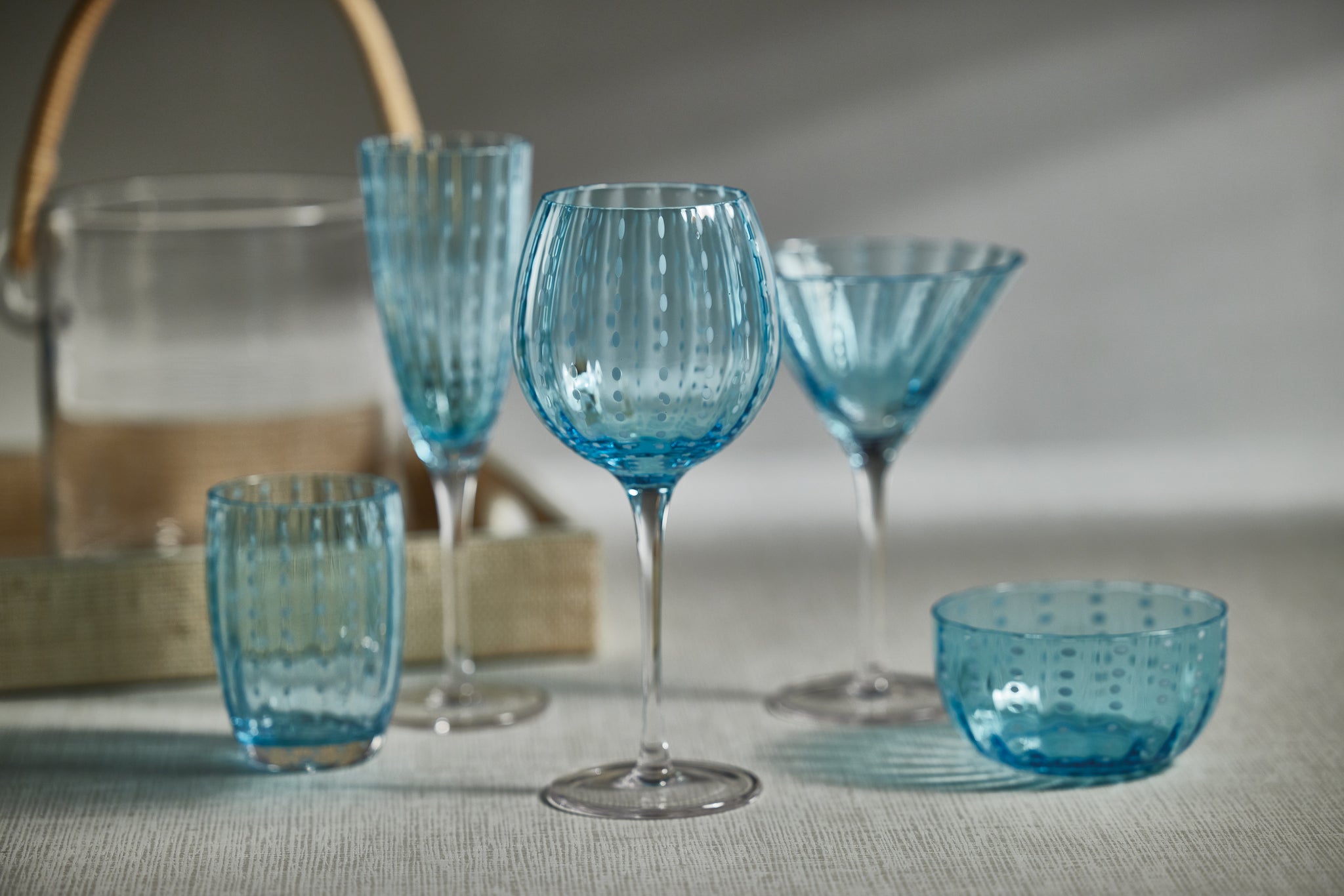 Marina White Dot Martini Glasses, Set of 4