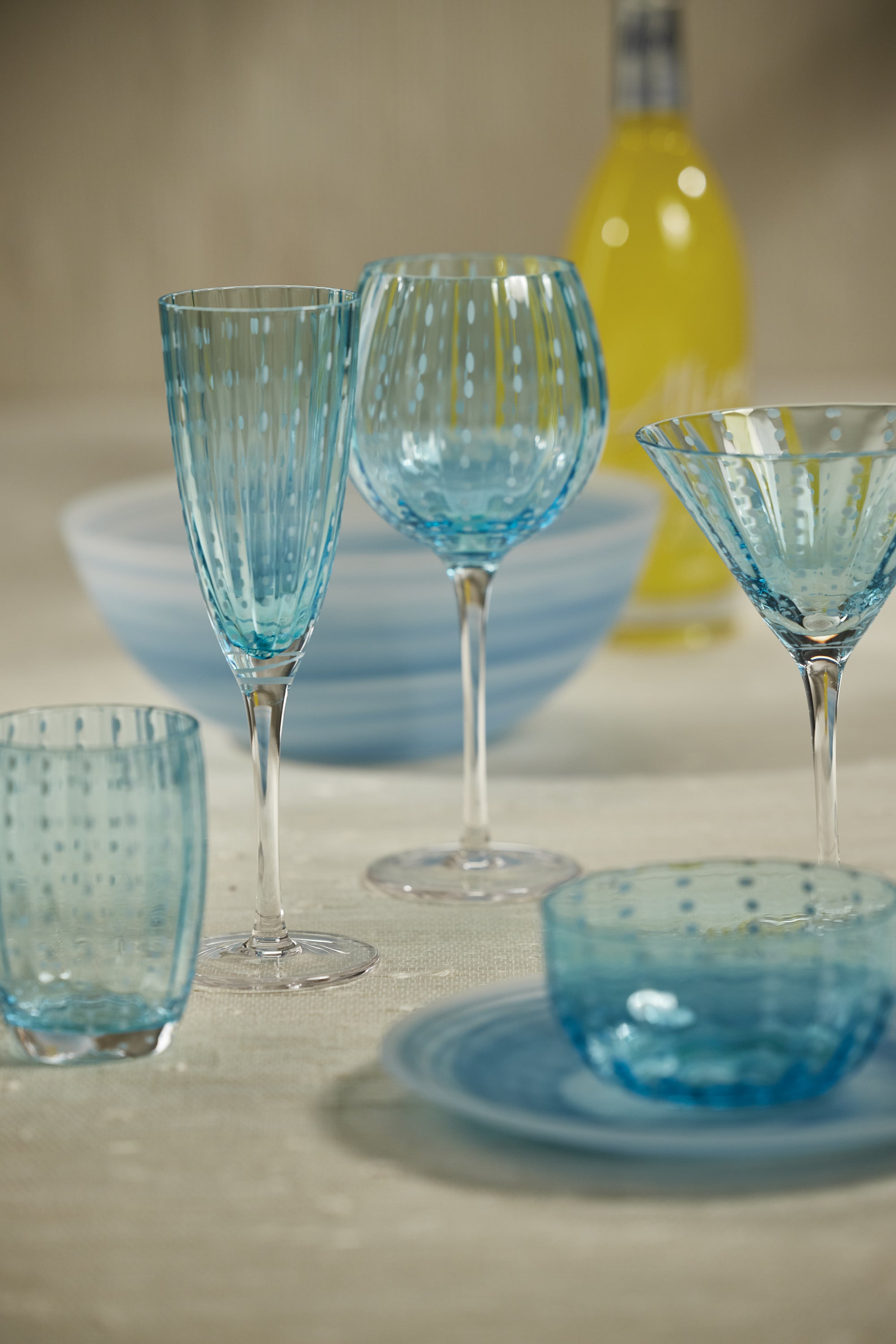 Marina White Dot Martini Glasses, Set of 4