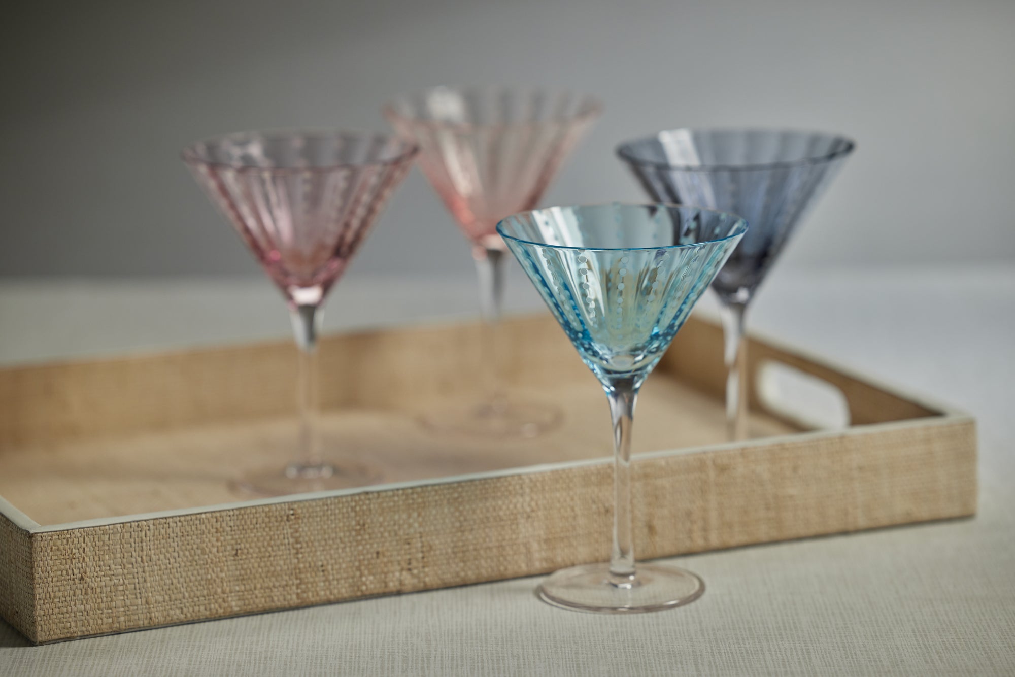 Marina White Dot Martini Glasses, Set of 4