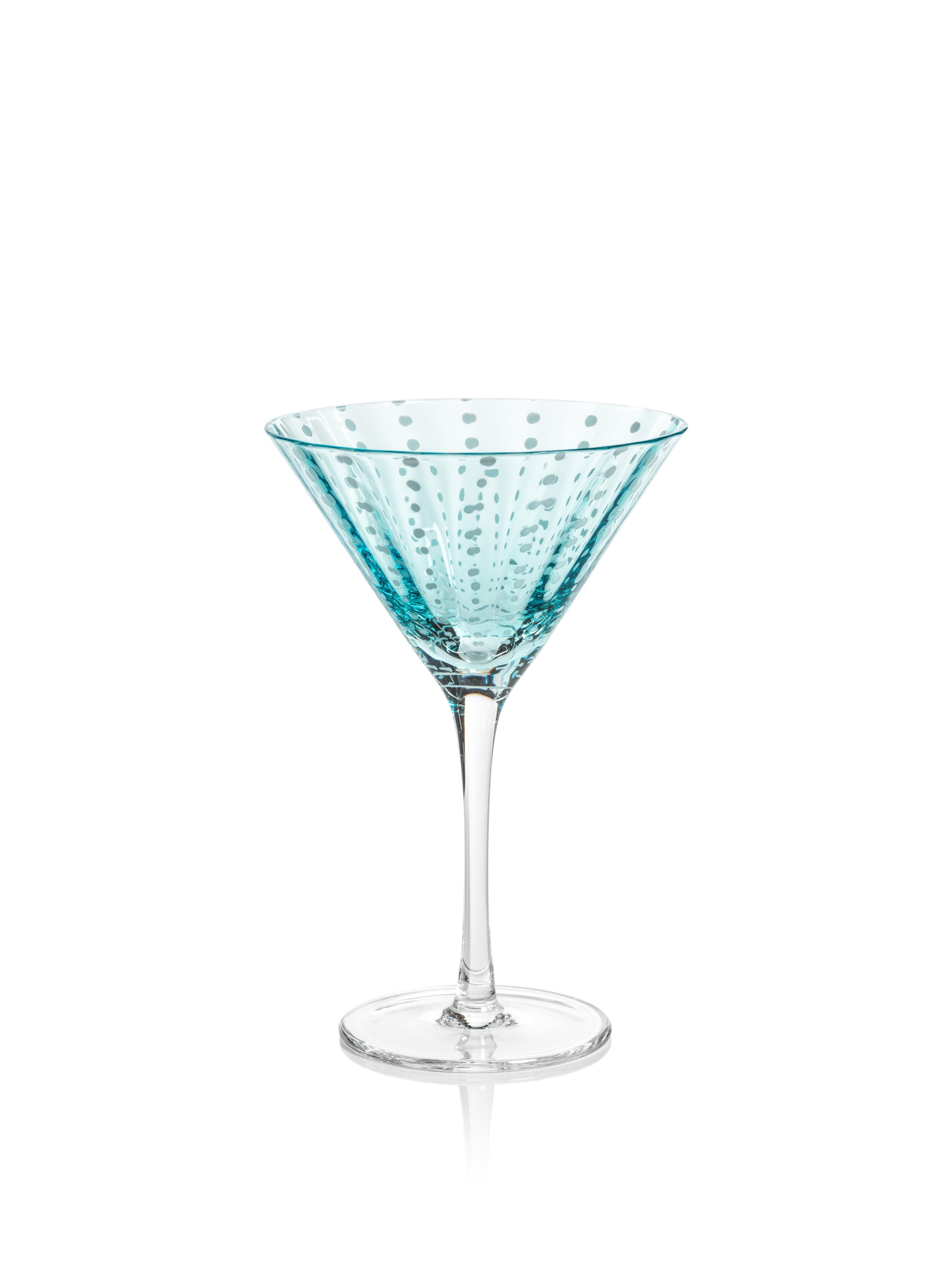 Marina White Dot Martini Glasses, Set of 4