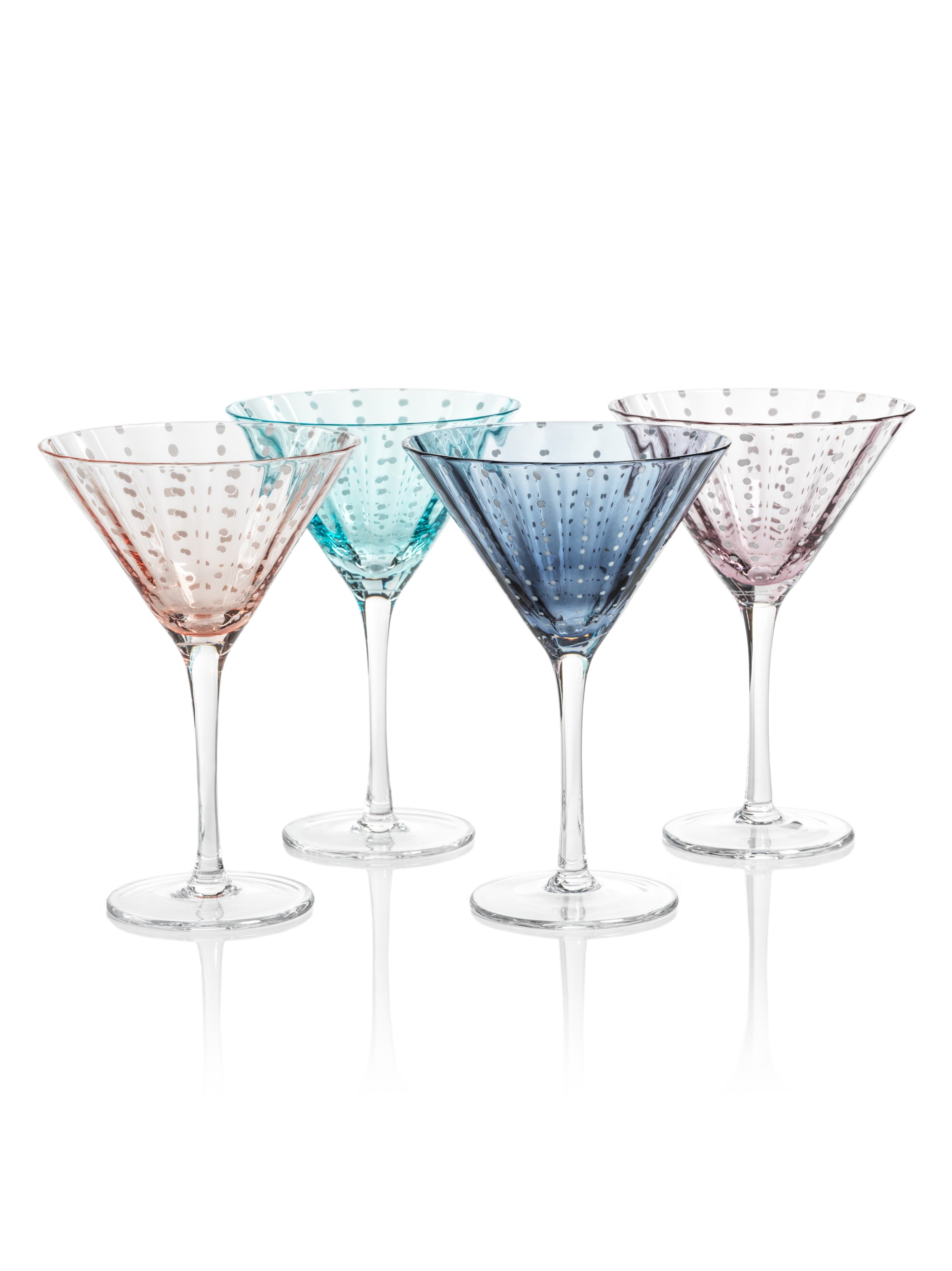 Marina White Dot Martini Glasses, Set of 4