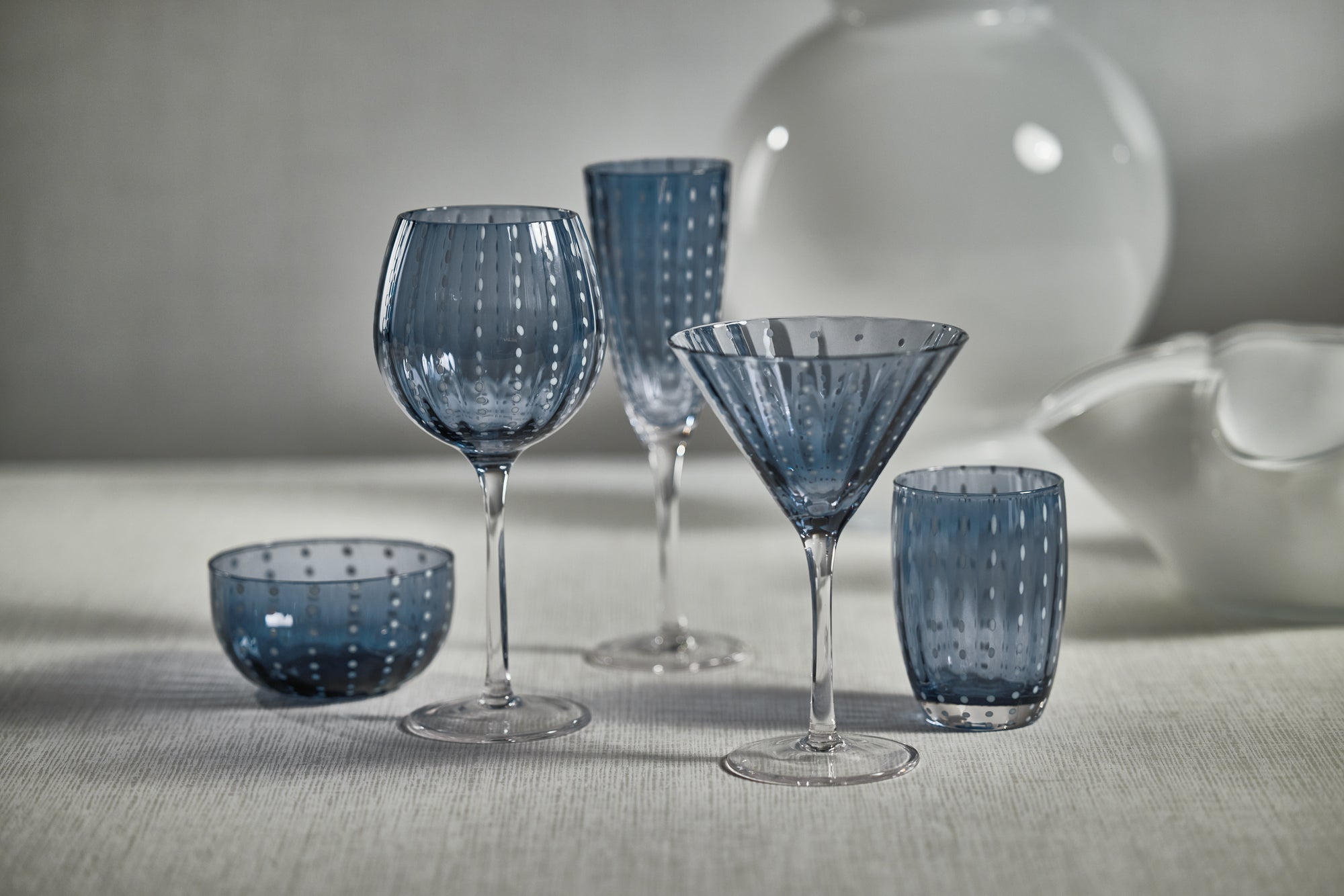 Marina White Dot Wine Glasses, Set of 4