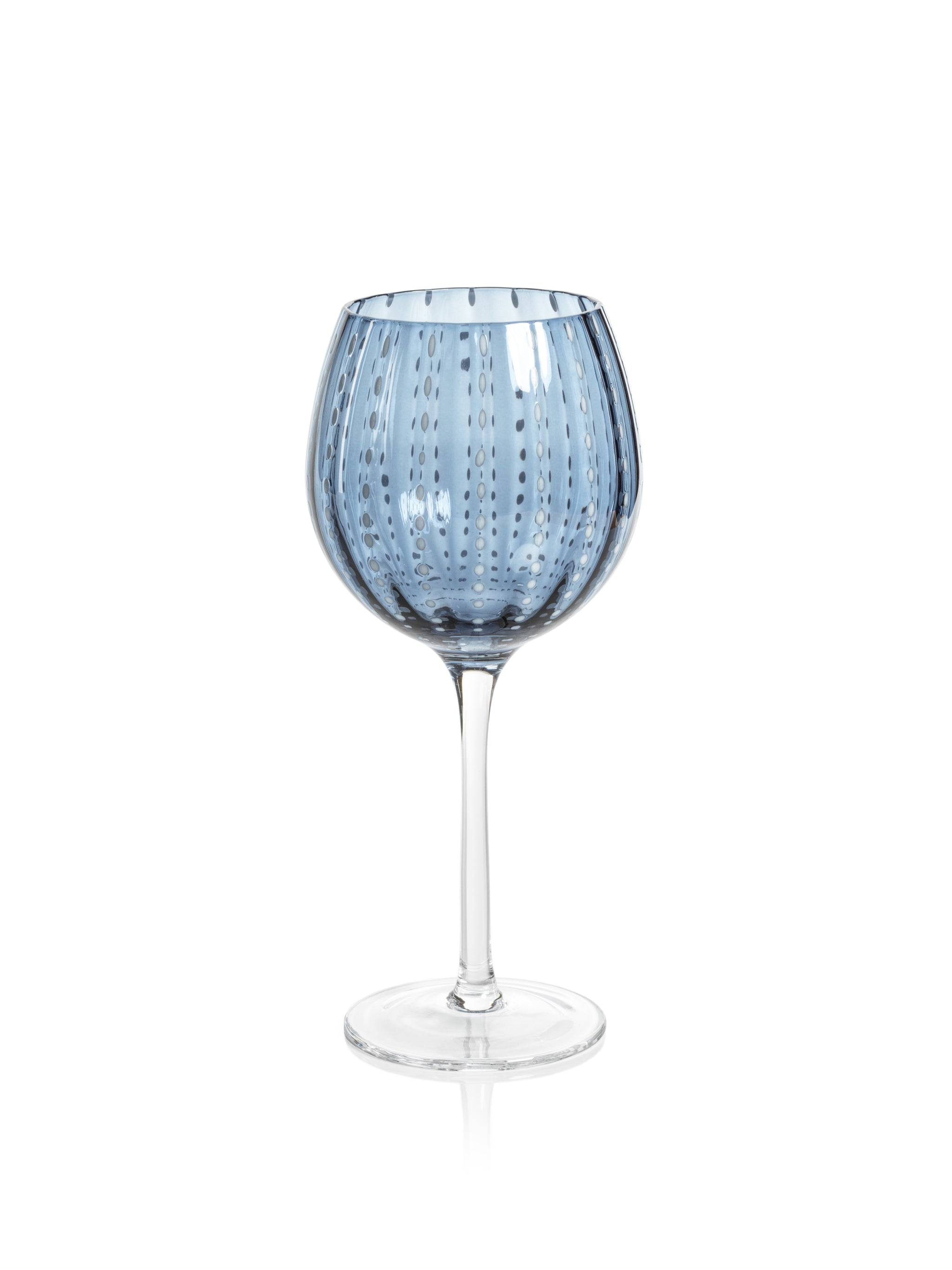 Marina White Dot Wine Glasses, Set of 4