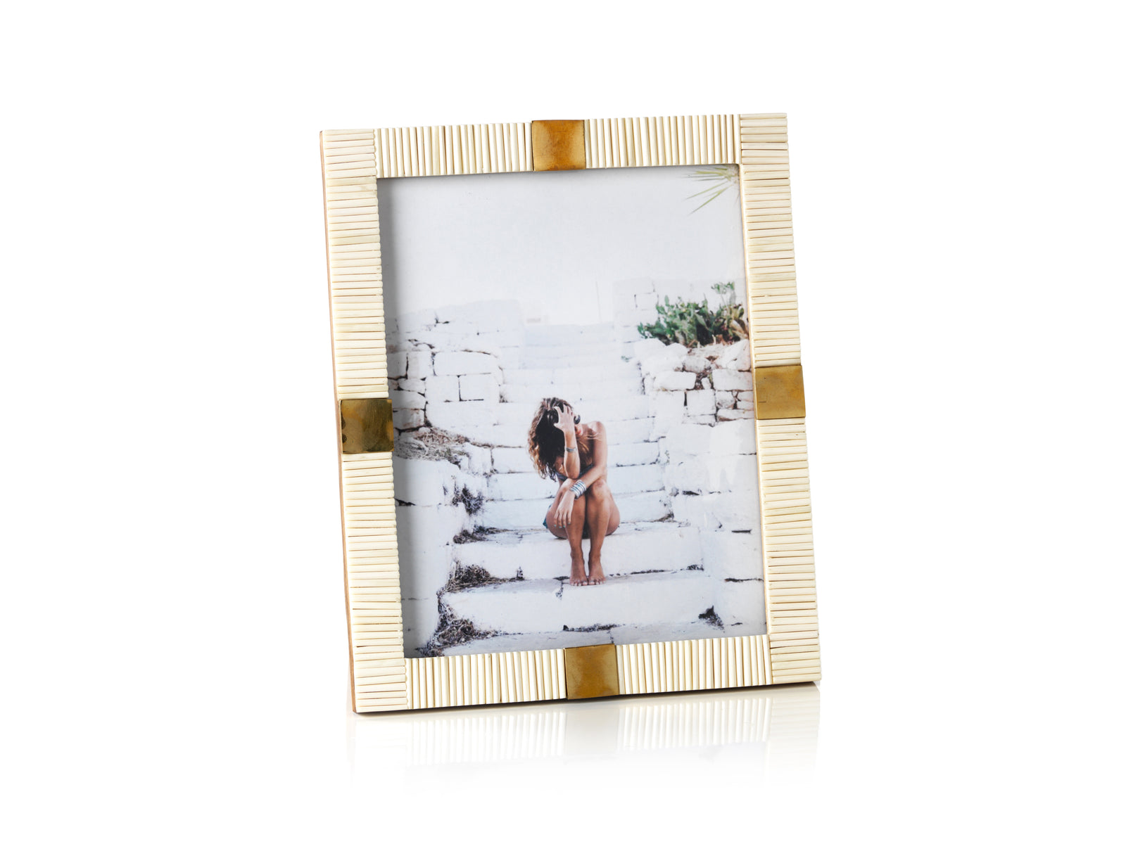 Zara Bone with Brass Trim Photo Frame- 8"x 10"