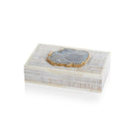 Almira Chiseled Mango Wood & Bone Decorative Box with Agate Stone