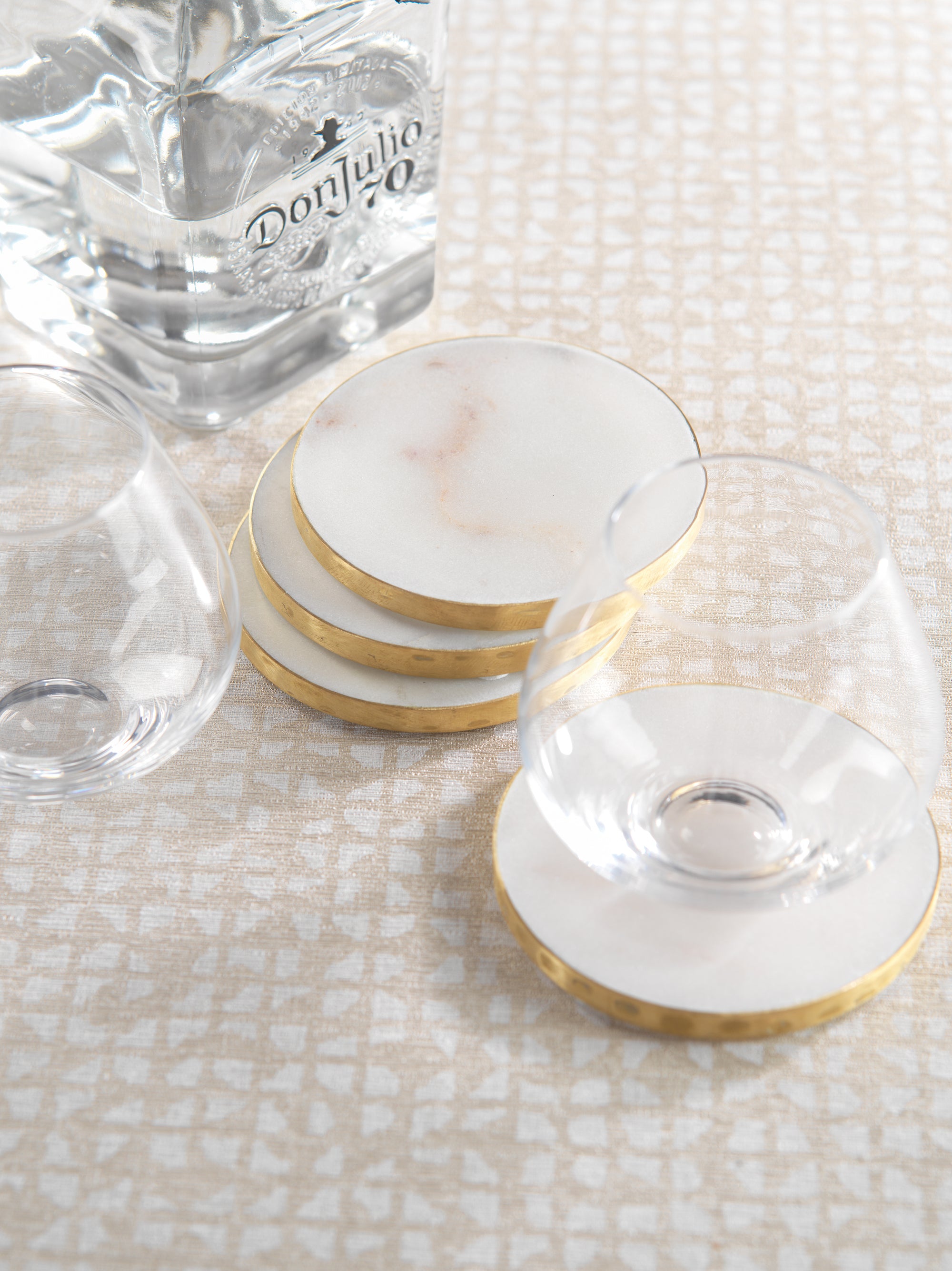 Seraphina 4-Inch Round Marble Coasters, Set of 4