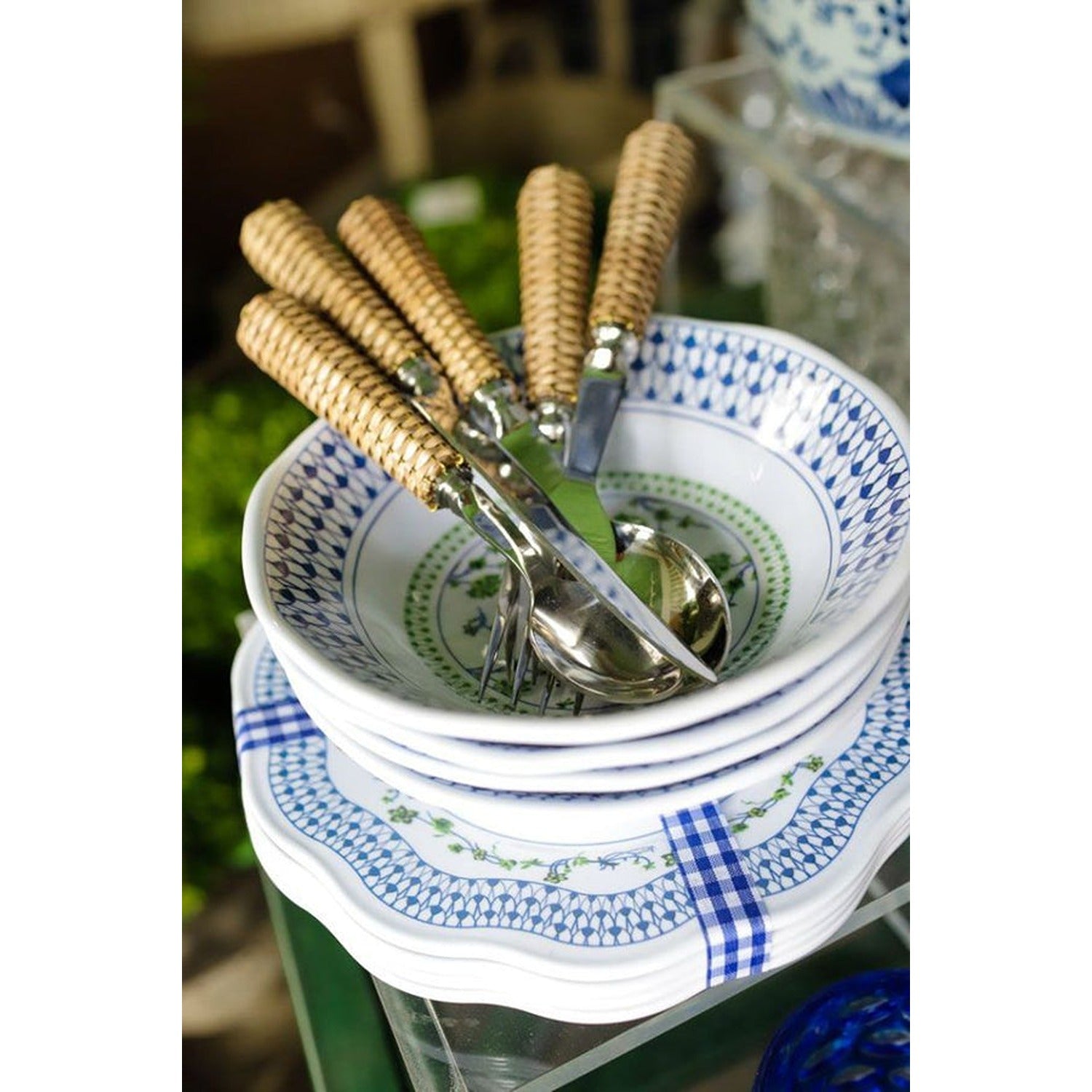 Basketweave Five Piece Flatware Set