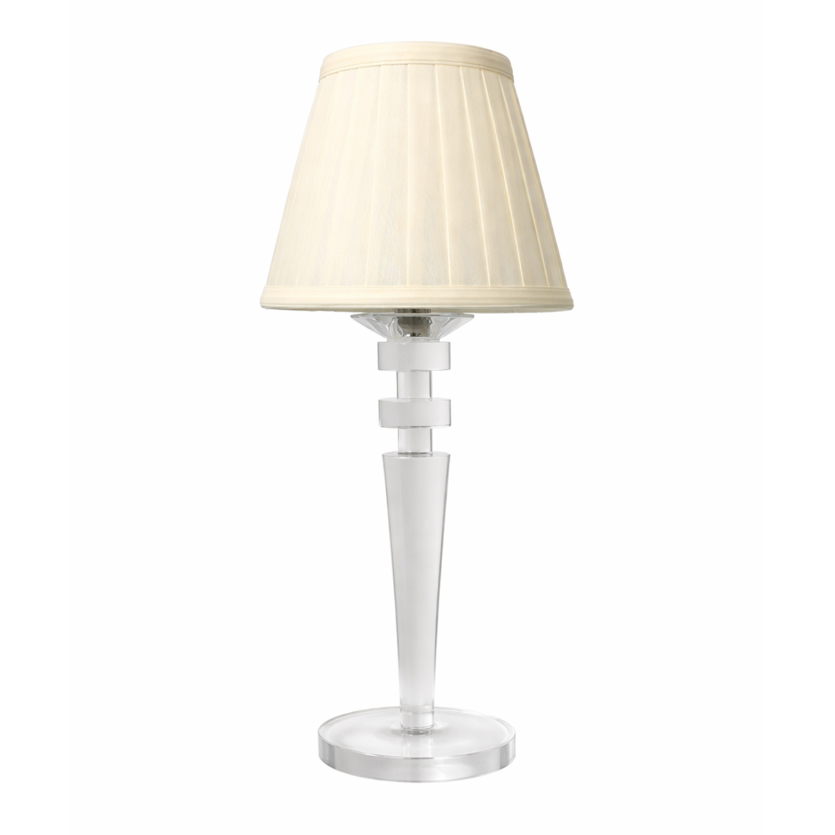 Tall Crystal Rechargeable Lamp with Ivory Shade