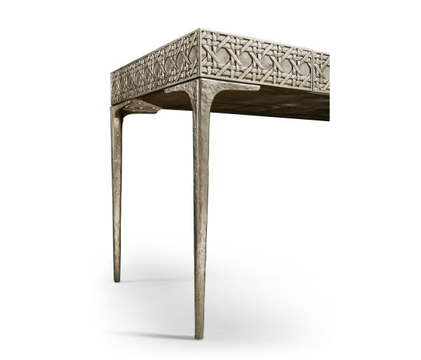 Water Cnoidal Cane Carved Metal Desk