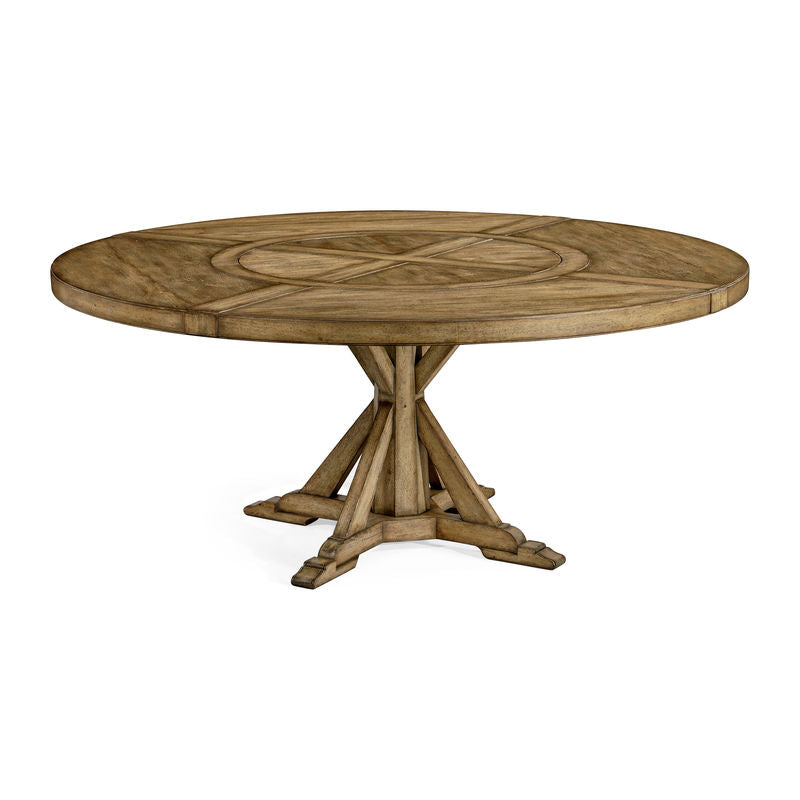 Casual Round Dining Table with Lazy Susan, 72"