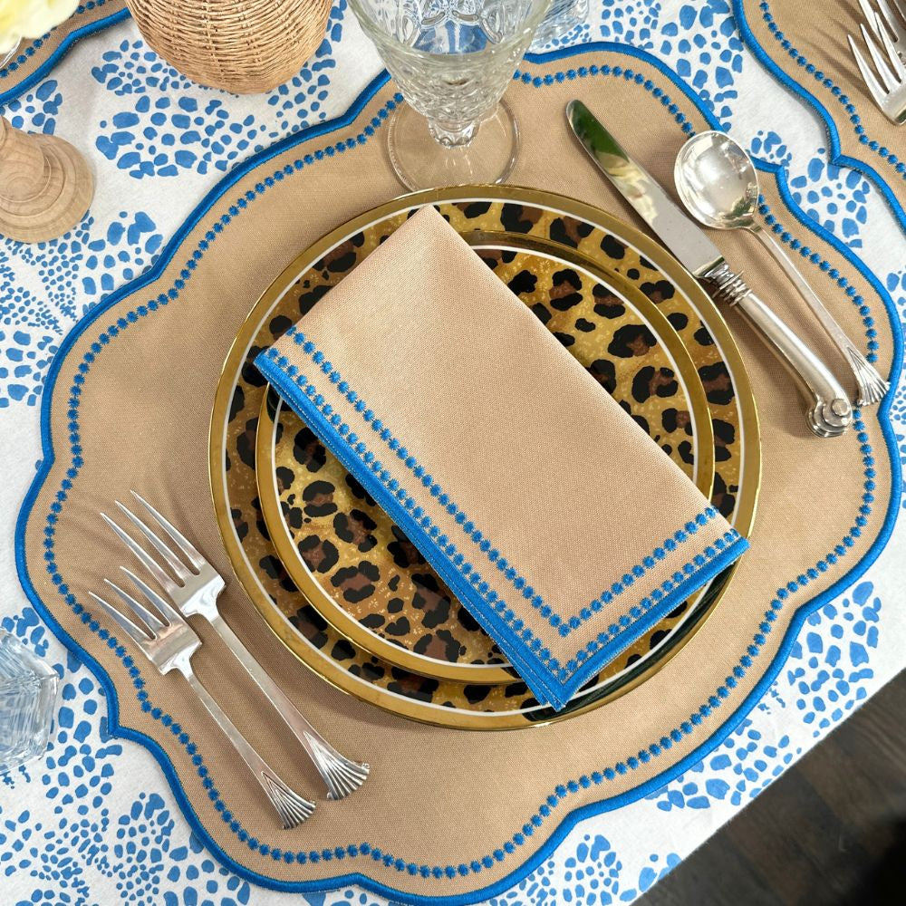 Charlotte Napkin - Wheat and Azure Blue (Set of 4)