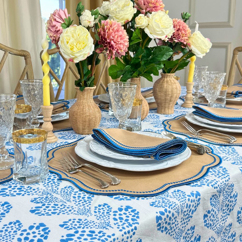 Charlotte Napkin - Wheat and Azure Blue (Set of 4)