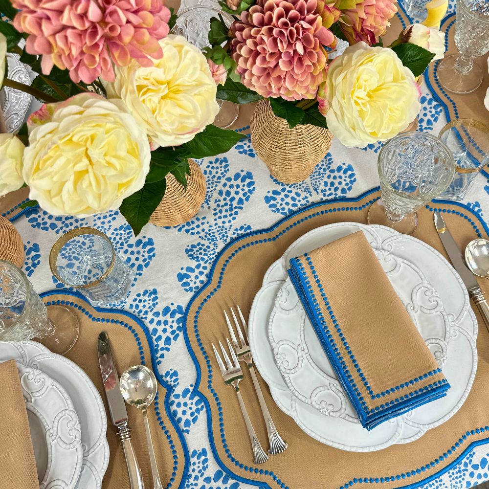 Charlotte Napkin - Wheat and Azure Blue (Set of 4)