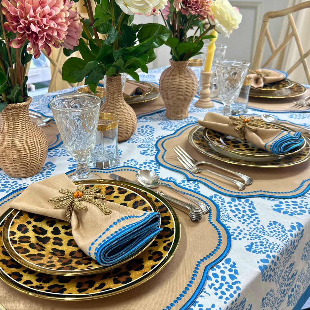 Charlotte Napkin - Wheat and Azure Blue (Set of 4)