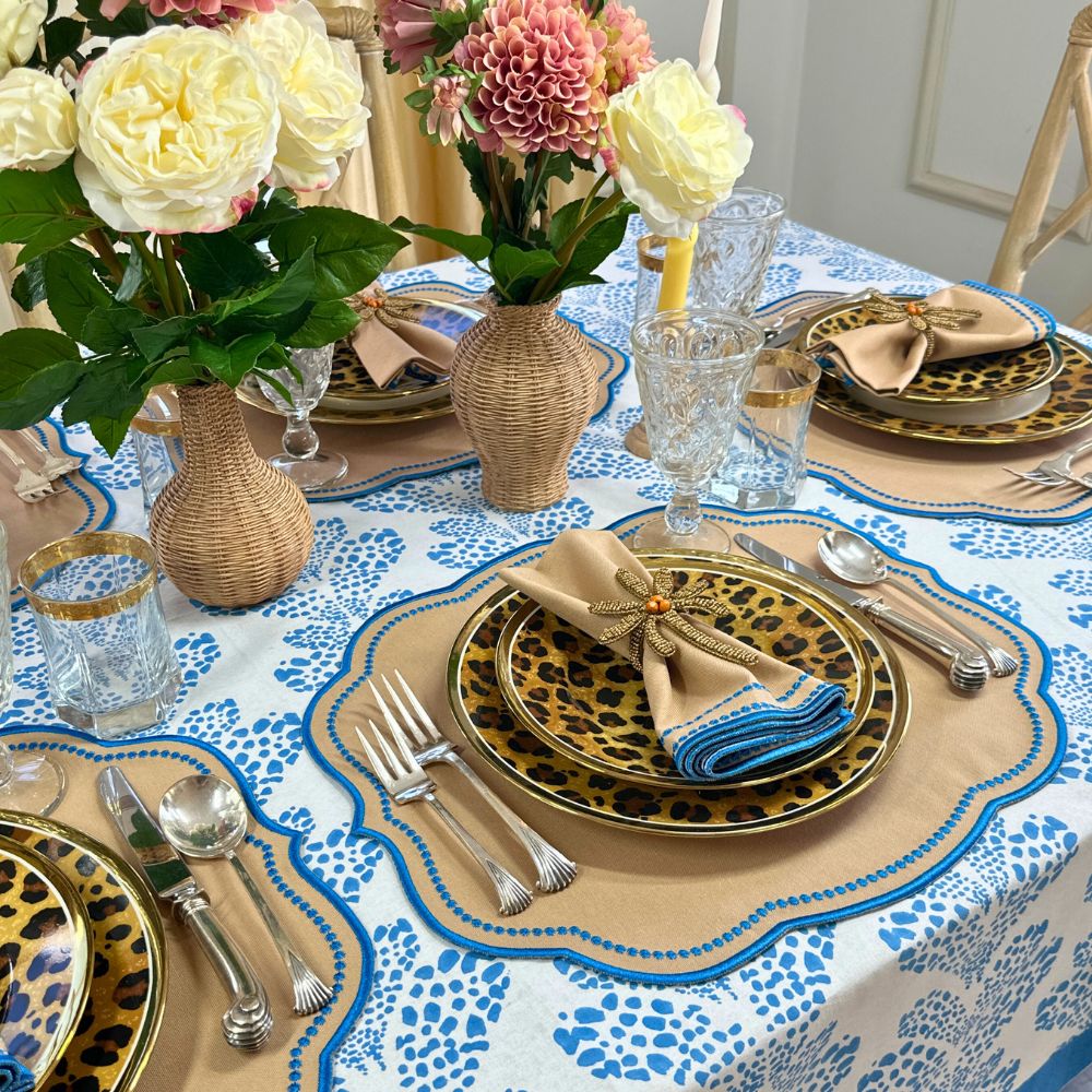 Charlotte Napkin - Wheat and Azure Blue (Set of 4)