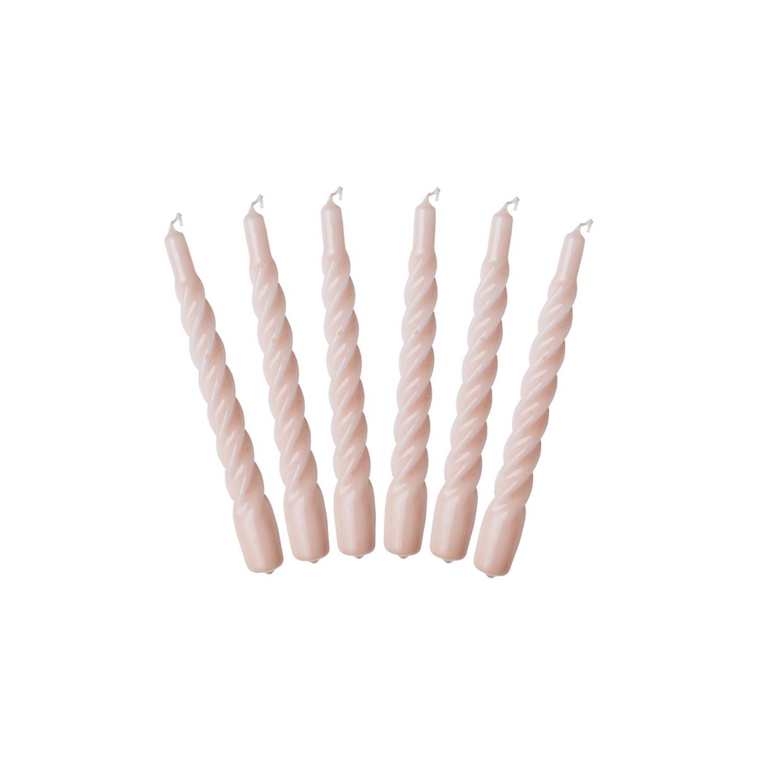 Lacquer Twisted Taper Candles, Blush, Set of 6