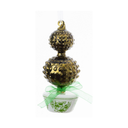 Green Bow Double Topiary Ornament