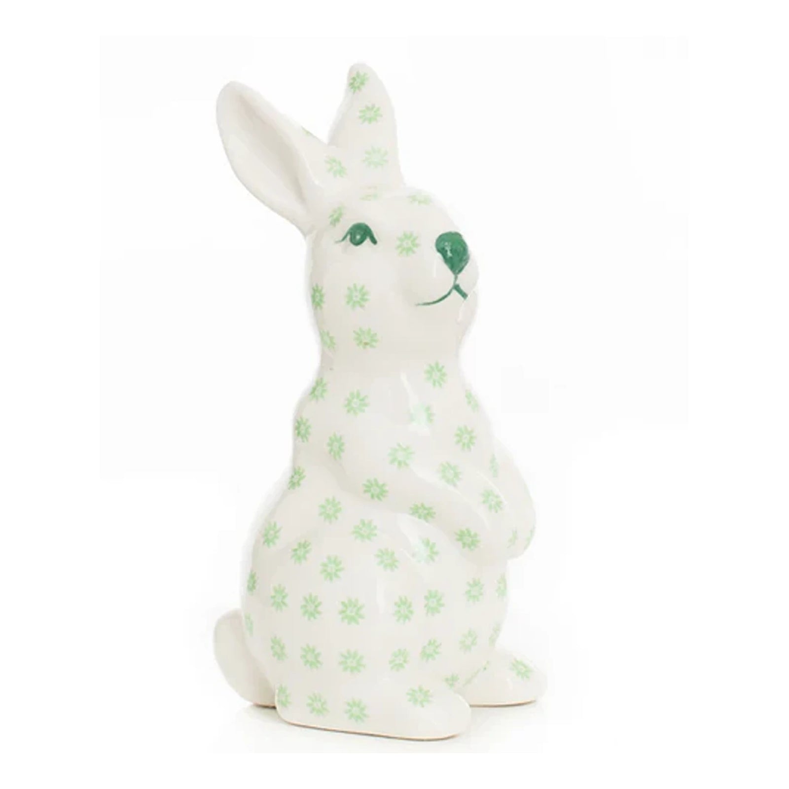 Small Green And White Floral Standing Bunny