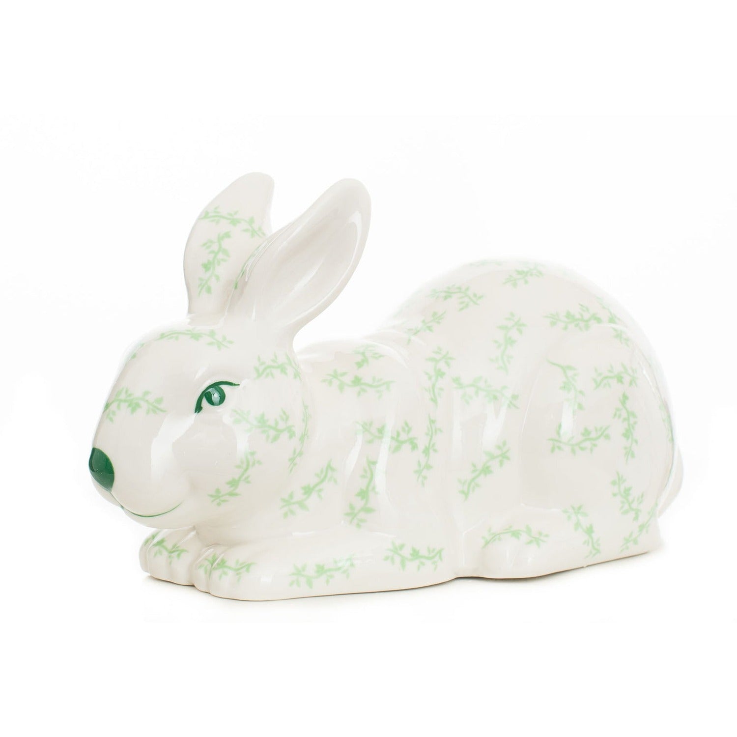Green and White Floral Sitting Bunny