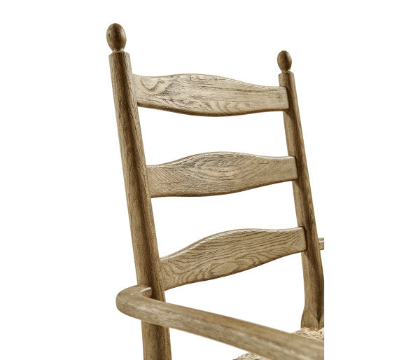 Timeless Doppler Ladderback Arm Chair in Stripped Brown Chestnut