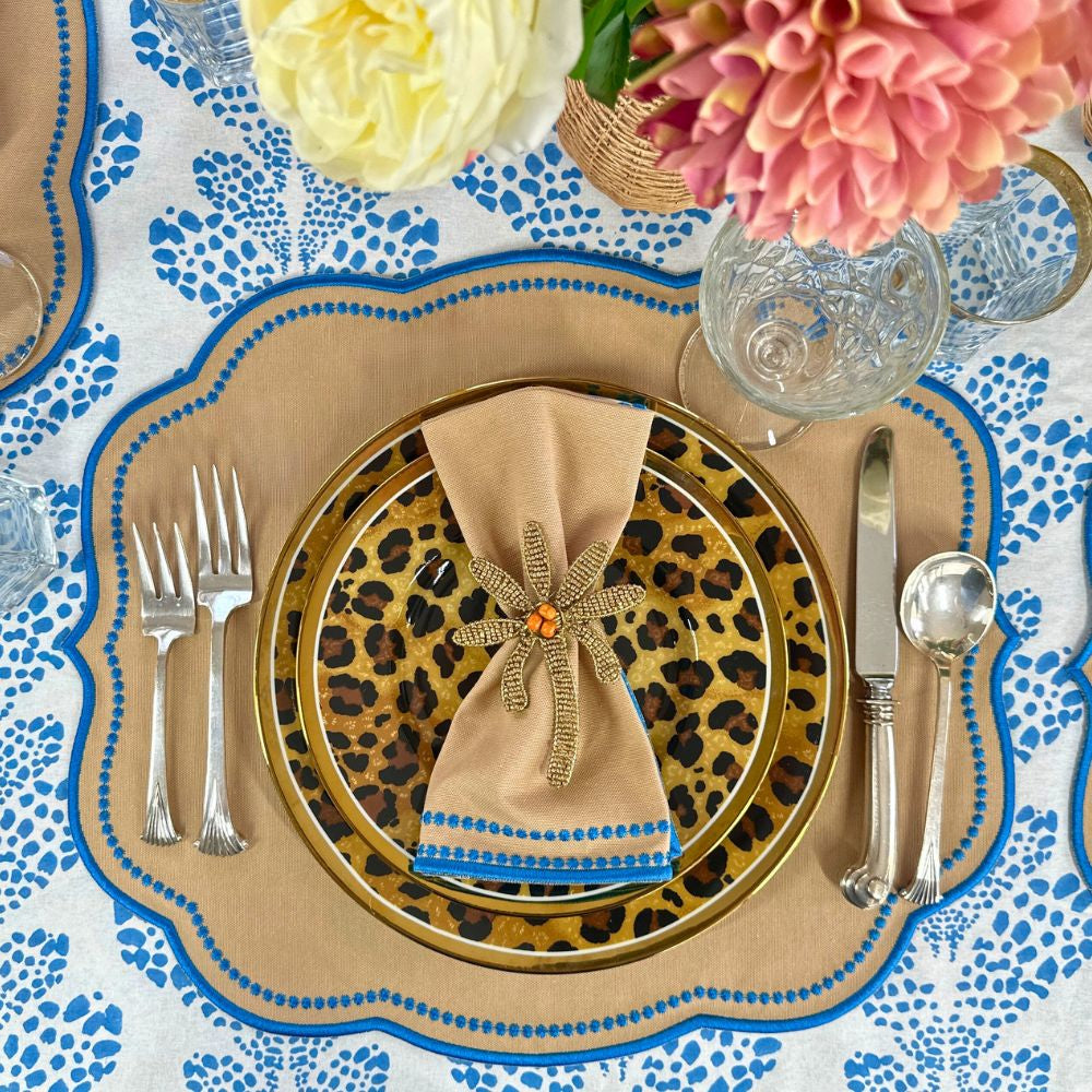 Charlotte Napkin - Wheat and Azure Blue (Set of 4)