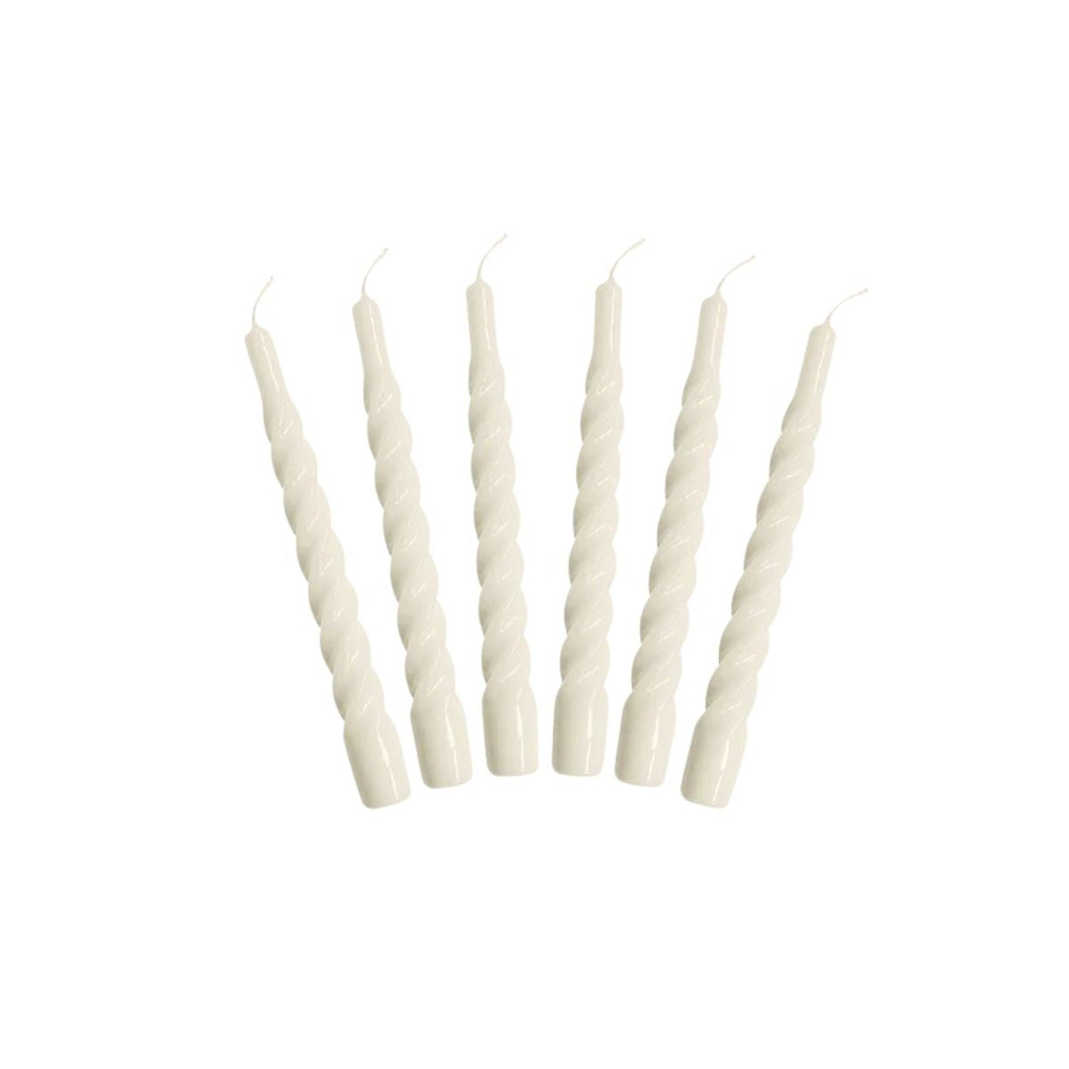 Lacquer Twisted Taper Candles, Cream, Set of 6