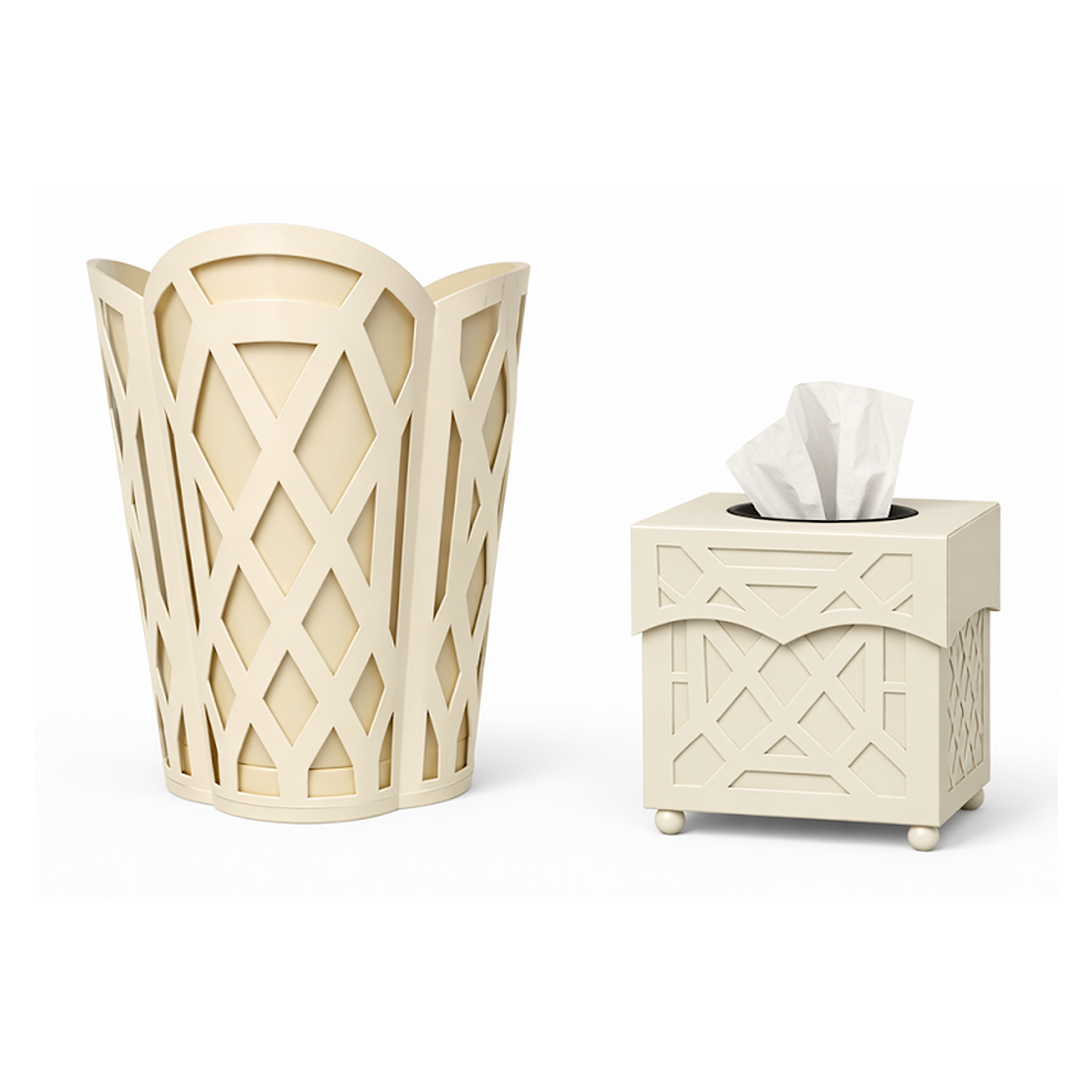Cream Chippendale Wastepaper Basket & Tissue (3 Options)