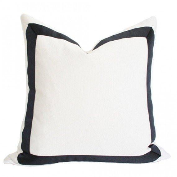 Solid White with Grosgrain Ribbon Border - Set of 2
