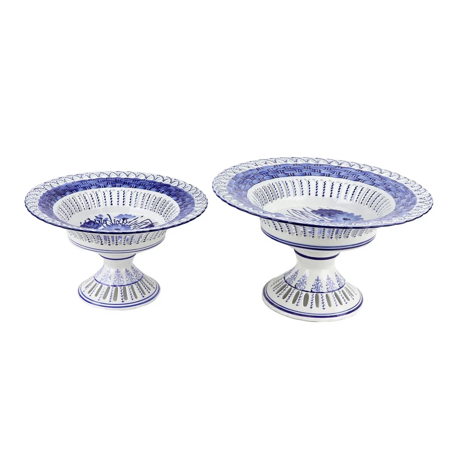 Blue and White Pierced Pedestal Bowl