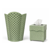 Dark Celadon Lattice Wastepaper Basket & Tissue (3 Options)