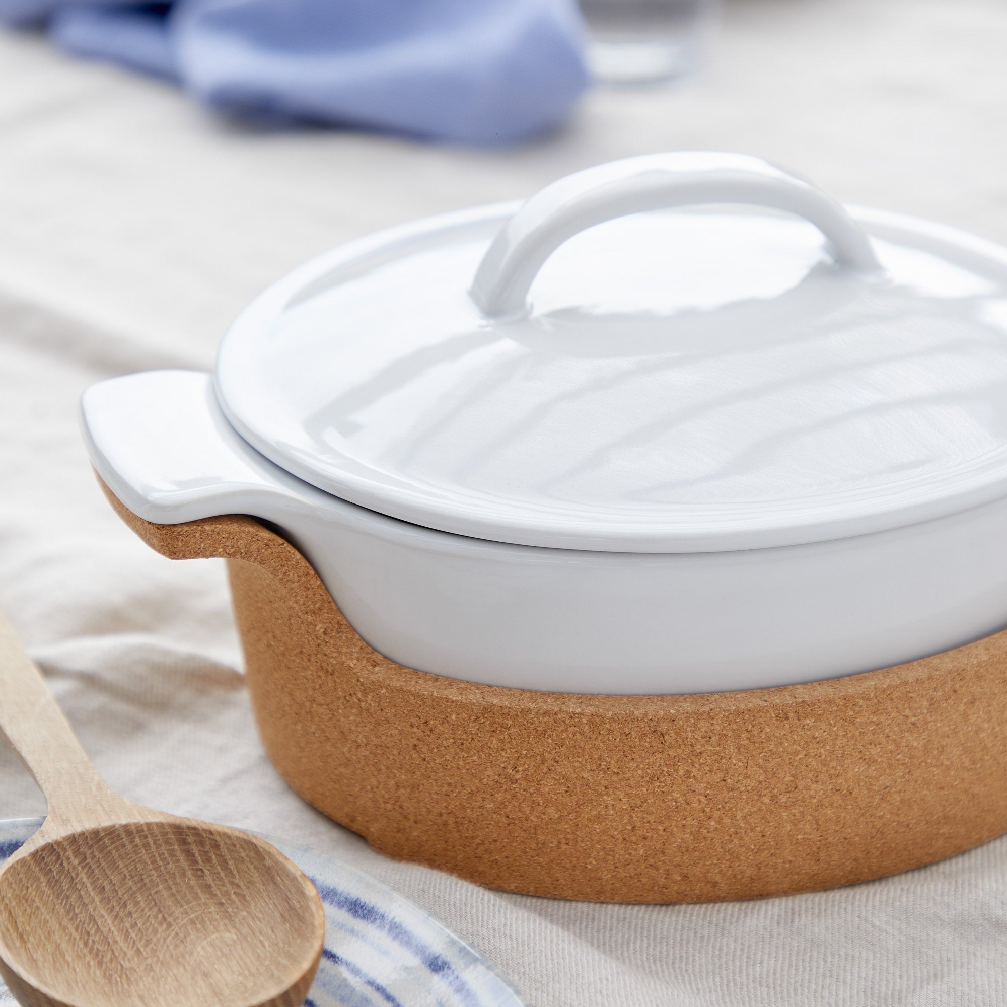 Gift Oval Covered Casserole with Cork Tray Ensemble, Casafina by COSTA NOVA
