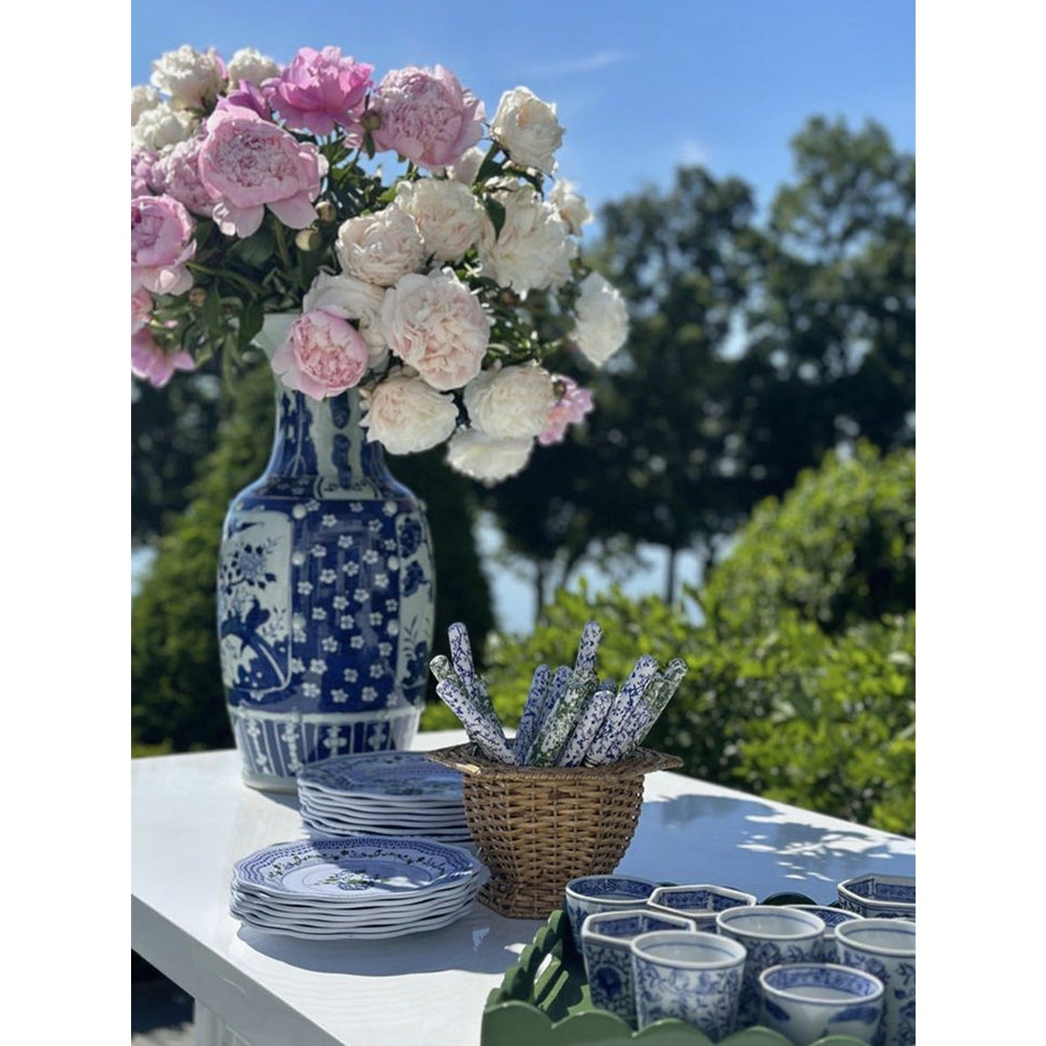Blue Chinoiserie Five Piece Flatware Set