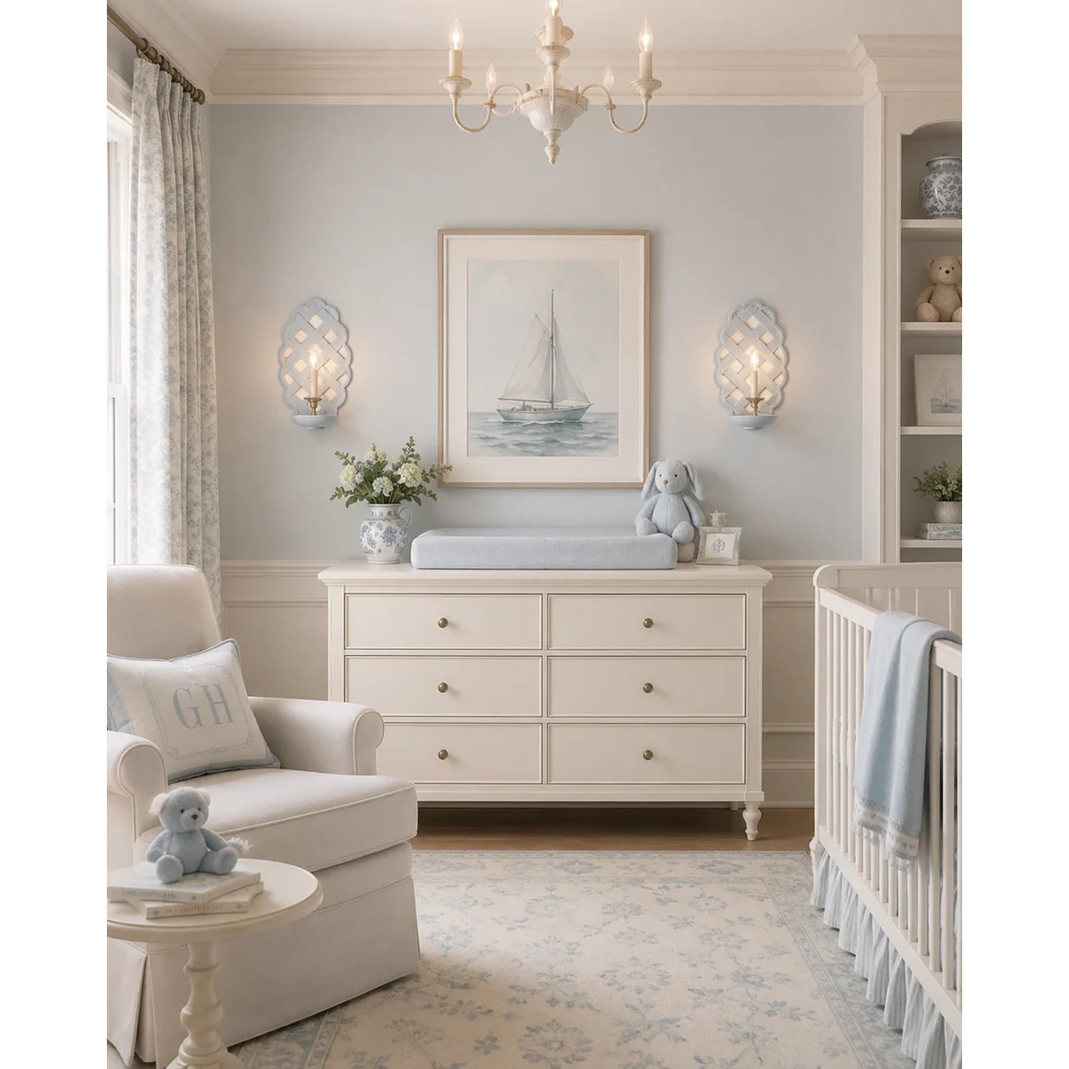 Blue Lattice Sconce