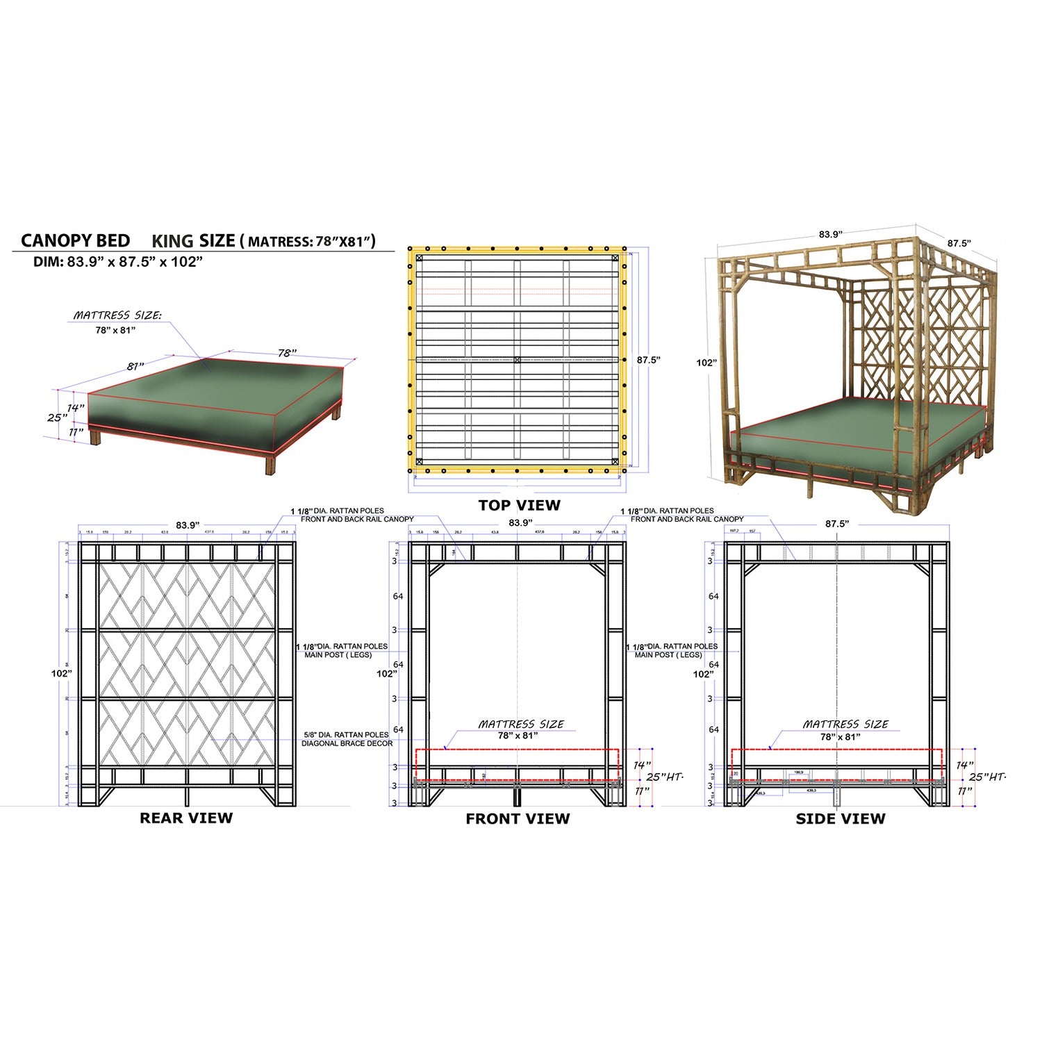 Paradise Canopy Bed - King