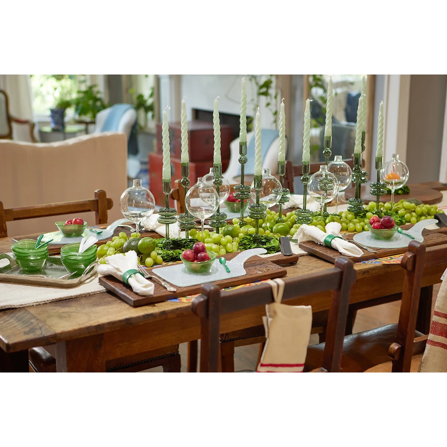 Emerald Glass Candlestick Pair