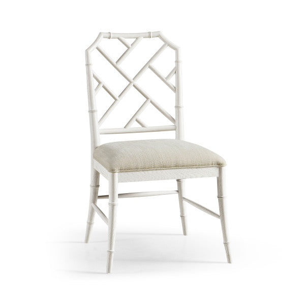 Timeless Saros Chippendale Bamboo Side Chair in Chalk White
