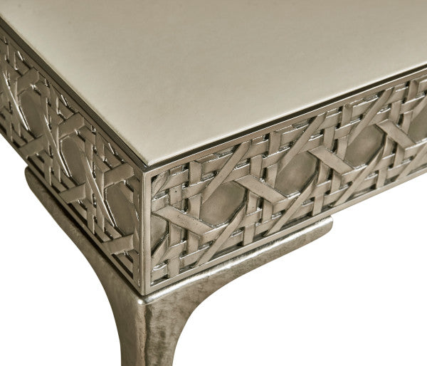 Water Cnoidal Cane Carved Metal Desk