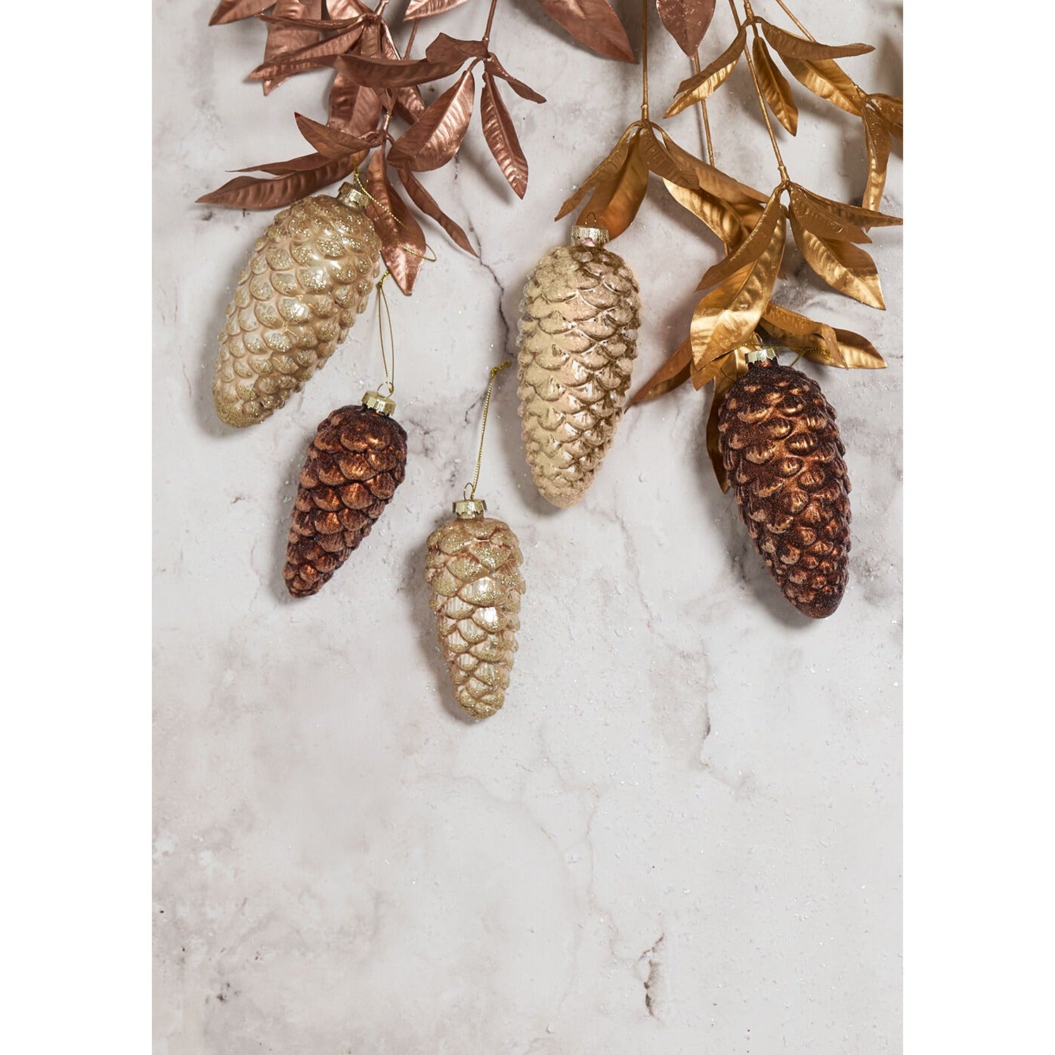 Frosted Pinecone Ornament - Set of 6