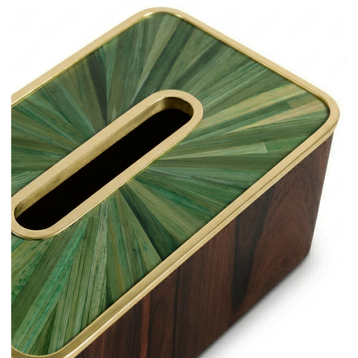 Verdure Straw Marquetry Tissue Box, Rectangular