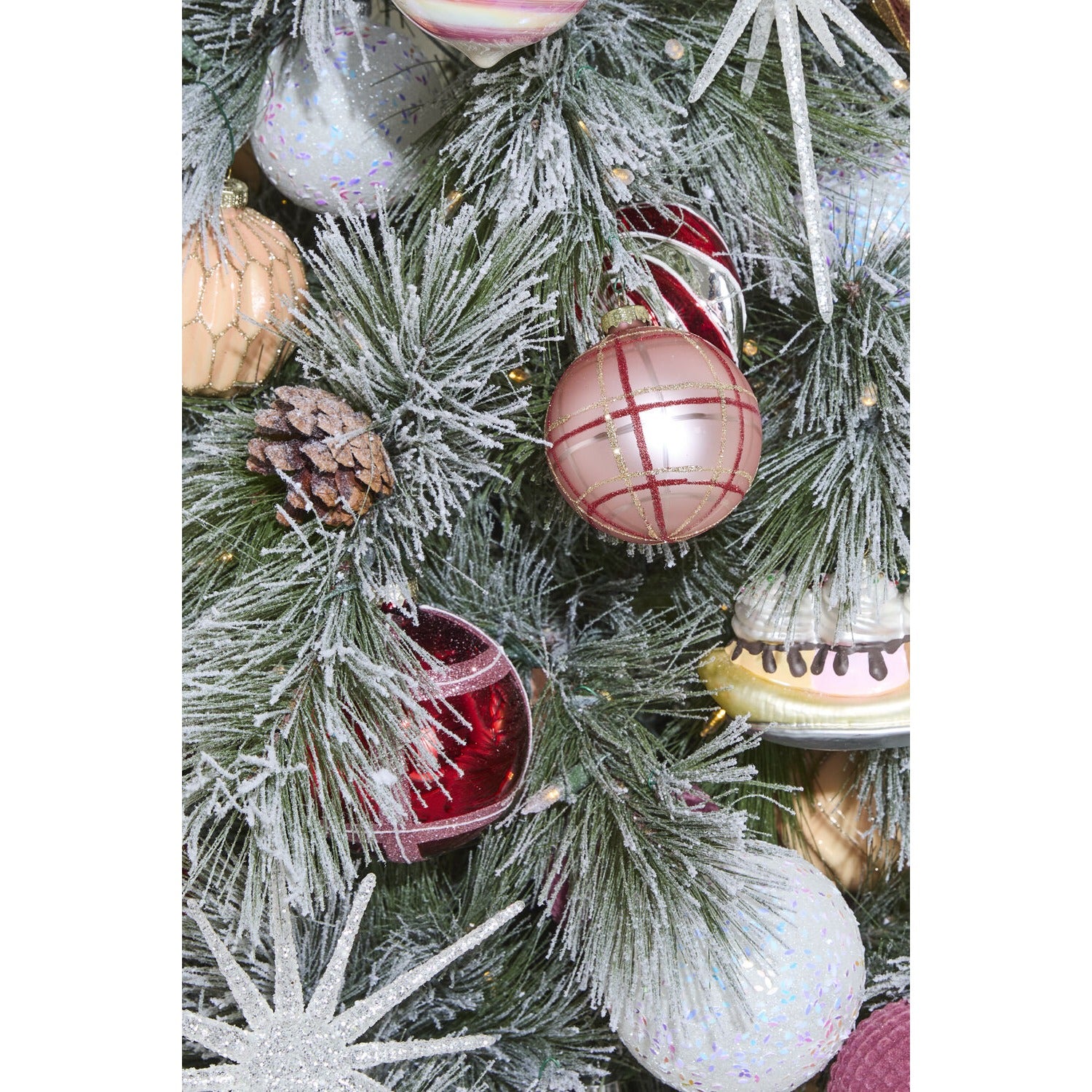 Glitter Plaid Ornament - Set of 6