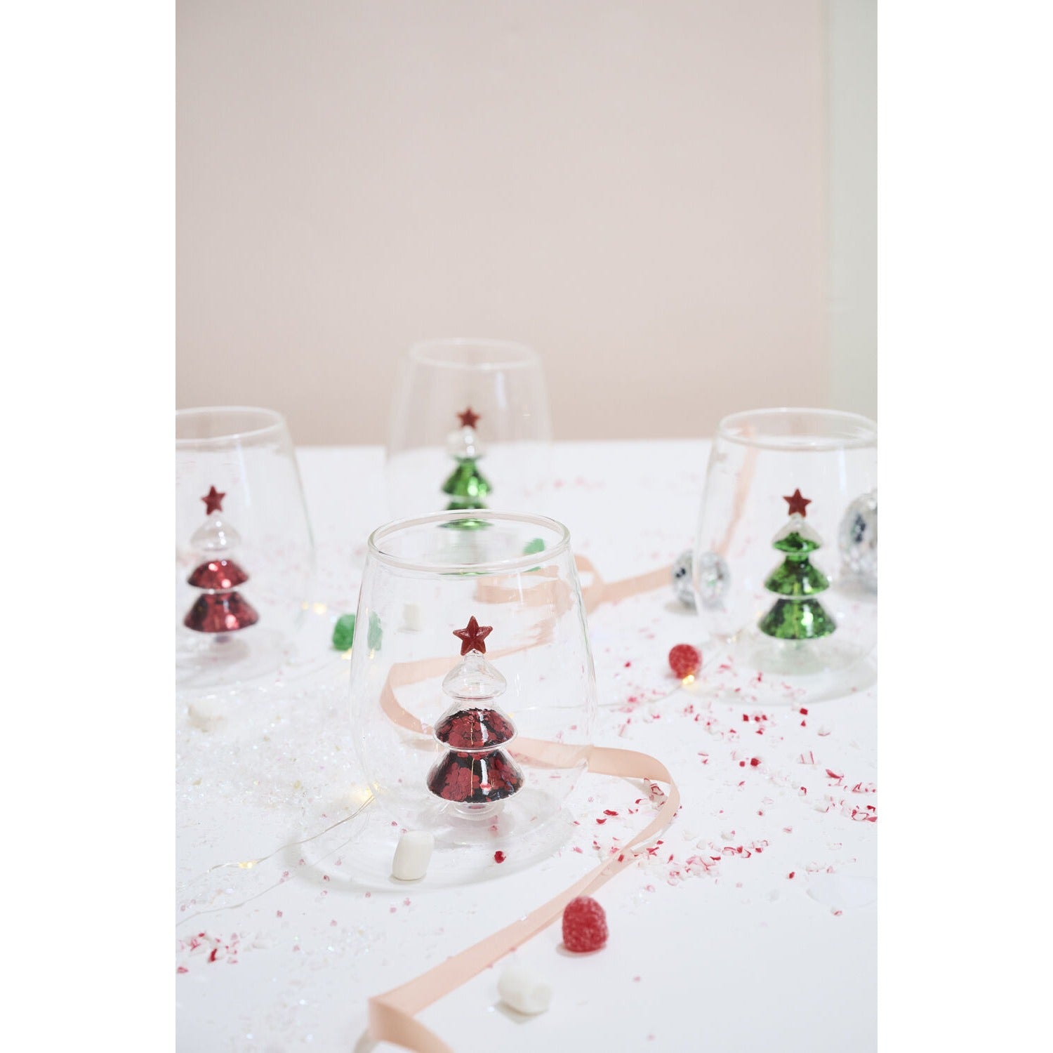 Glitter Tree Drinkware - Set of 4