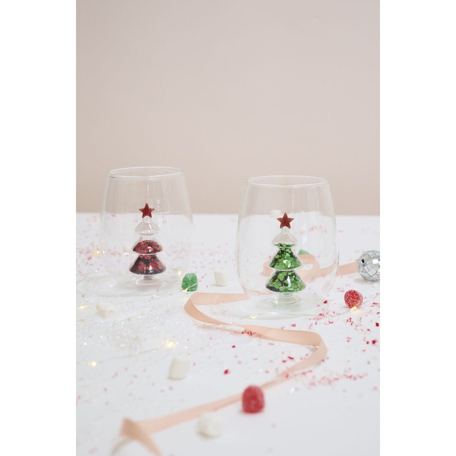 Glitter Tree Drinkware - Set of 4