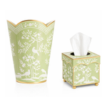 Grass Green & White Wastepaper Basket & Tissue (3 Options)