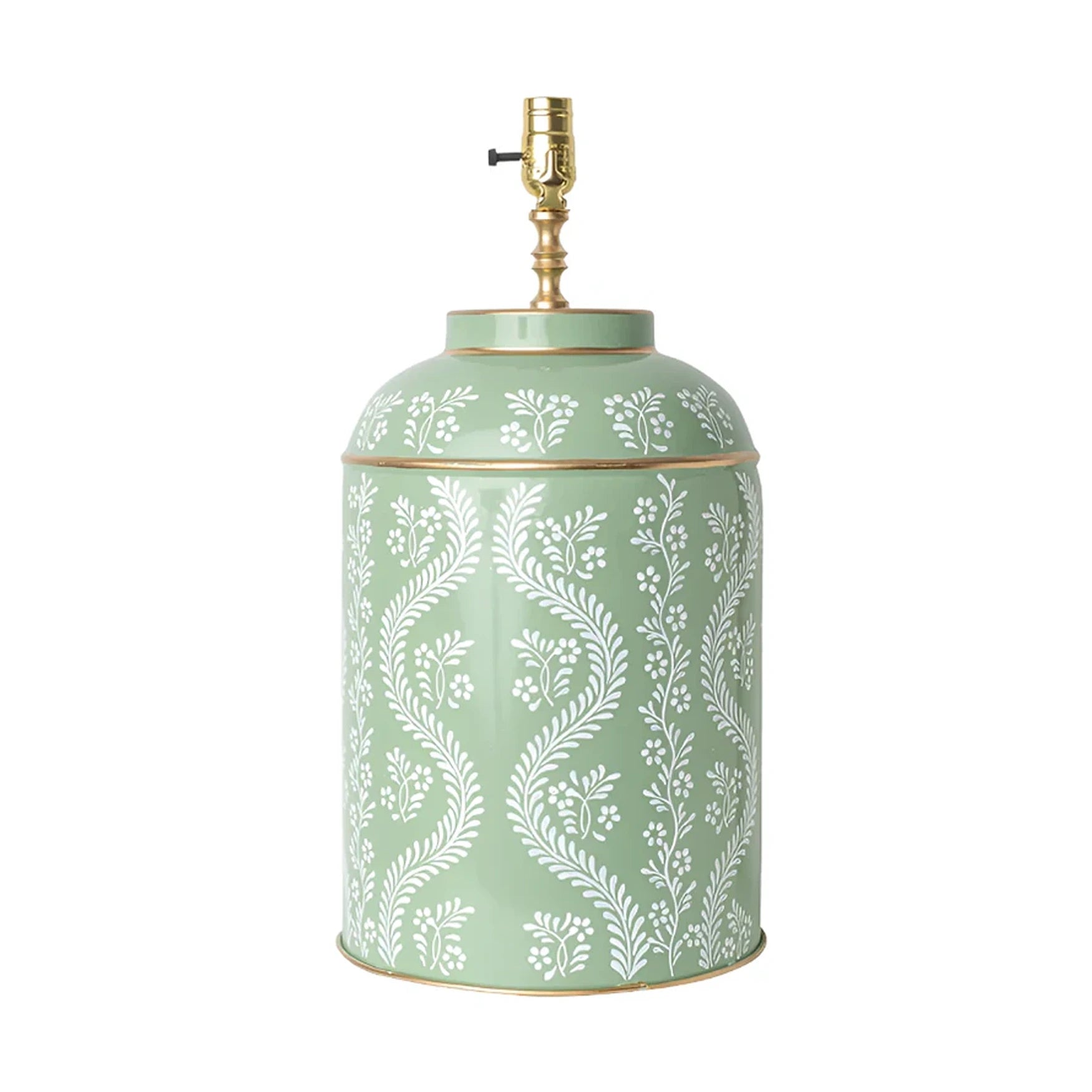Ikat Green & White Tea Caddy Lamp