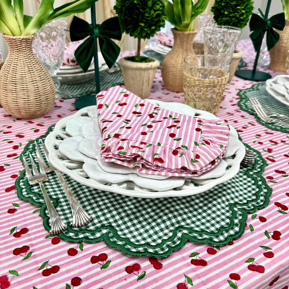 Cherries with Ruffle - Napkin - Set of 4